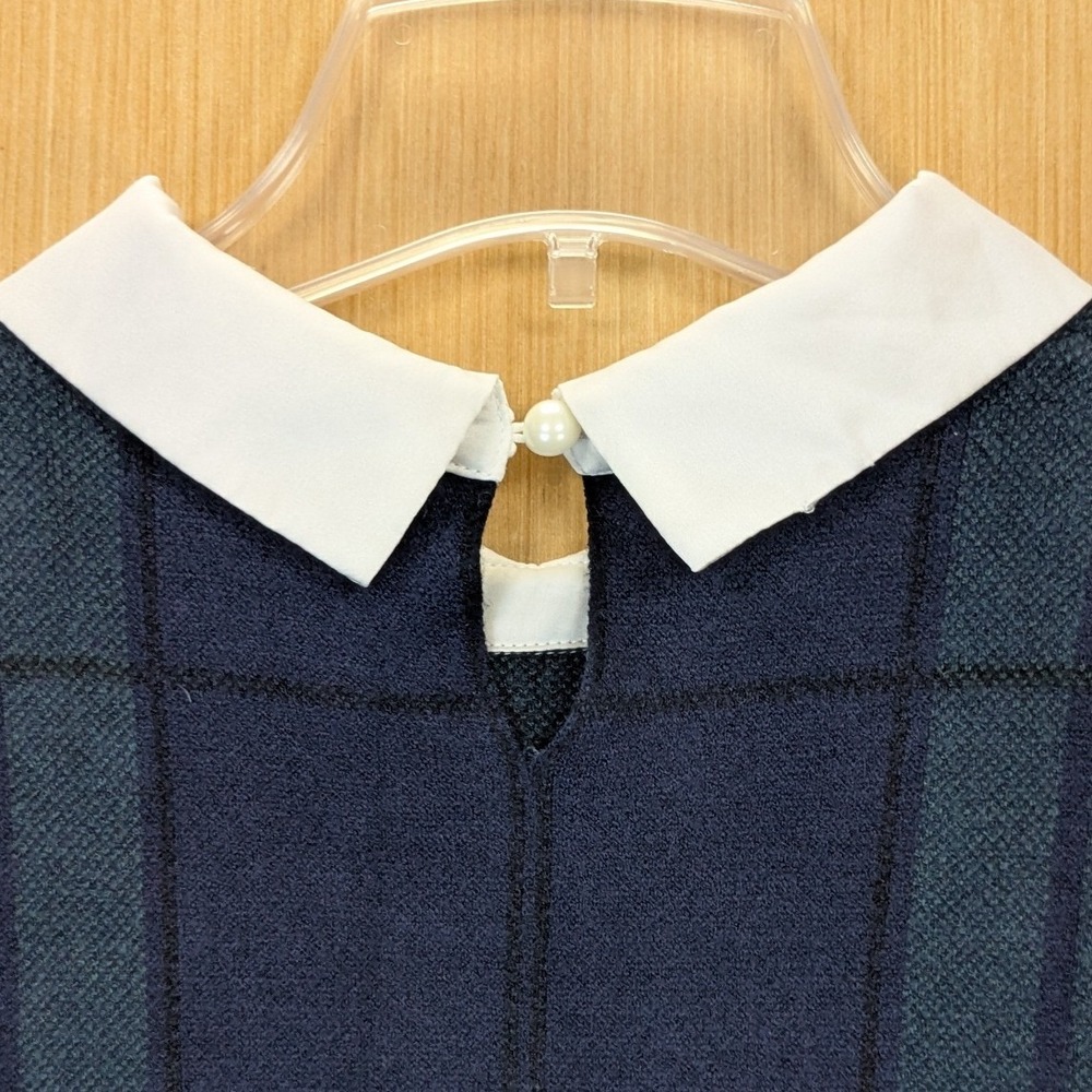 Tahari Women Preppy Academia Old Money Blue Green Plaid Layered Sweater Large - Picture 4 of 8